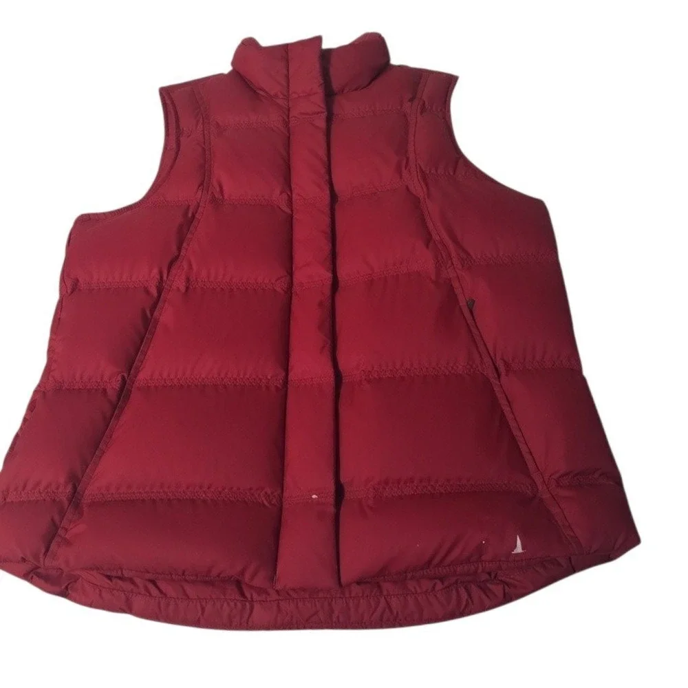 Eddie Bauer Goose Down Vest Men M Red Quilted Puffer Sleeveless Full Zip